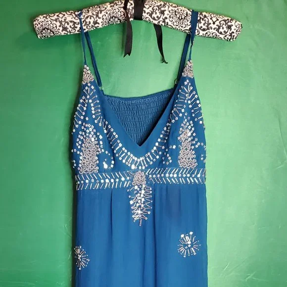 Beautiful Indian Detailed Beaded Dress | Color: Blue | Size: Xs | Misswildscloset's Closet Beautiful Indian Detailed Beaded Dress | Color: Blue | Size: Xs | Misswildscloset's Closet